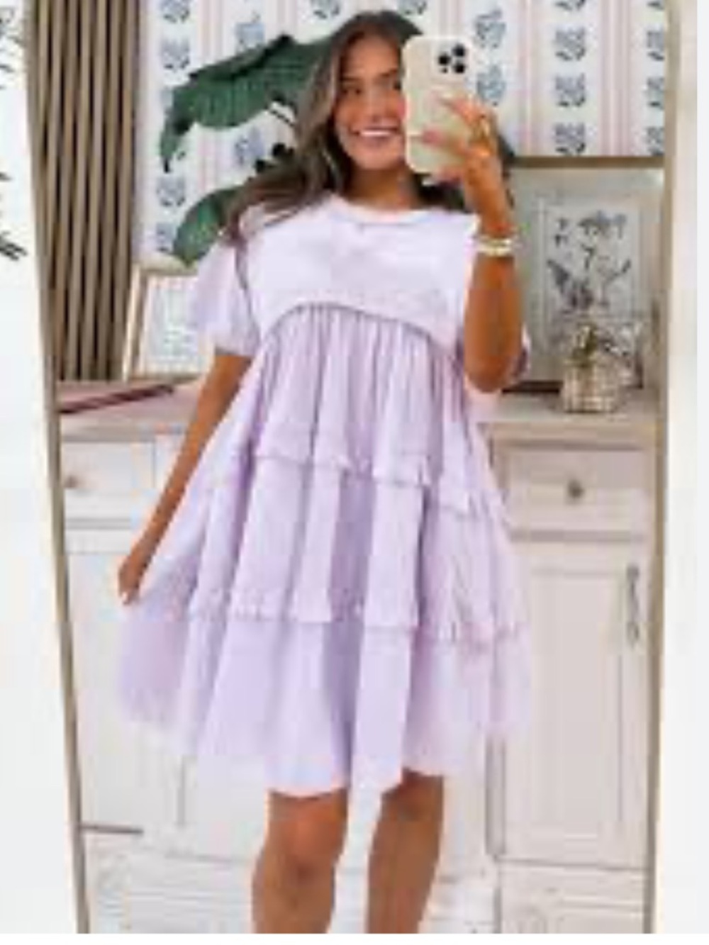 Talulah French Terry Lilac Ruffle Tiered T Shirt Dress Medium